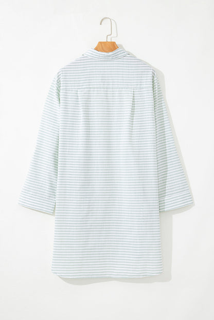 Striped Long Sleeve Mini Shirt Dress