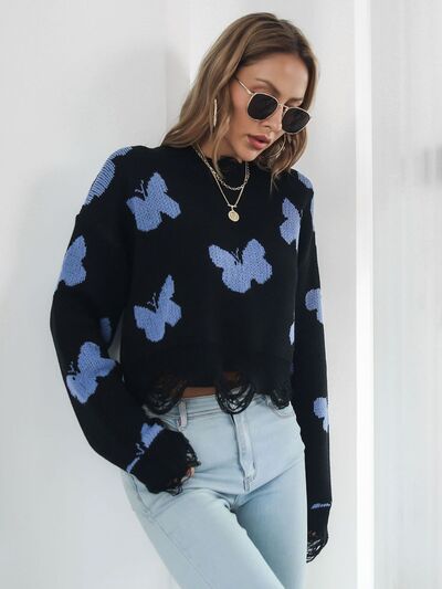 Butterfly Cropped Sweater