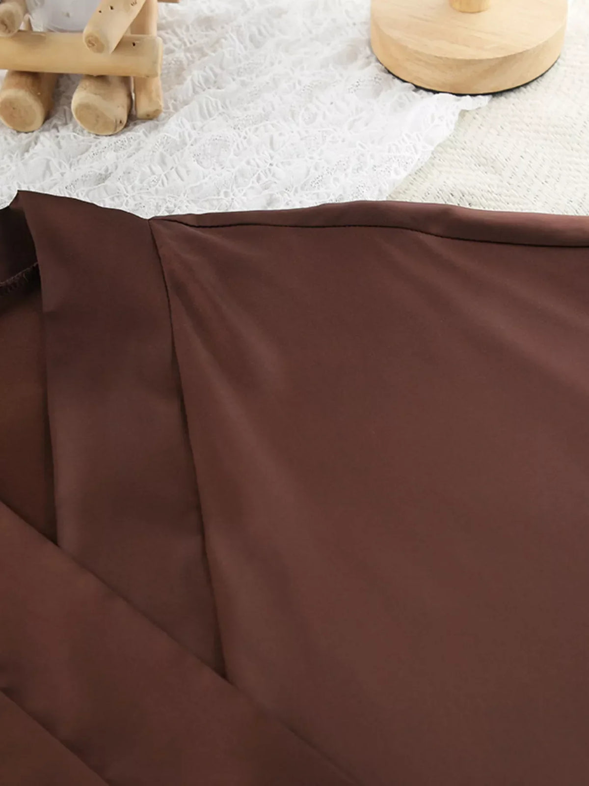 Satin Ruffle-Trim Lounge Nightgown Robe