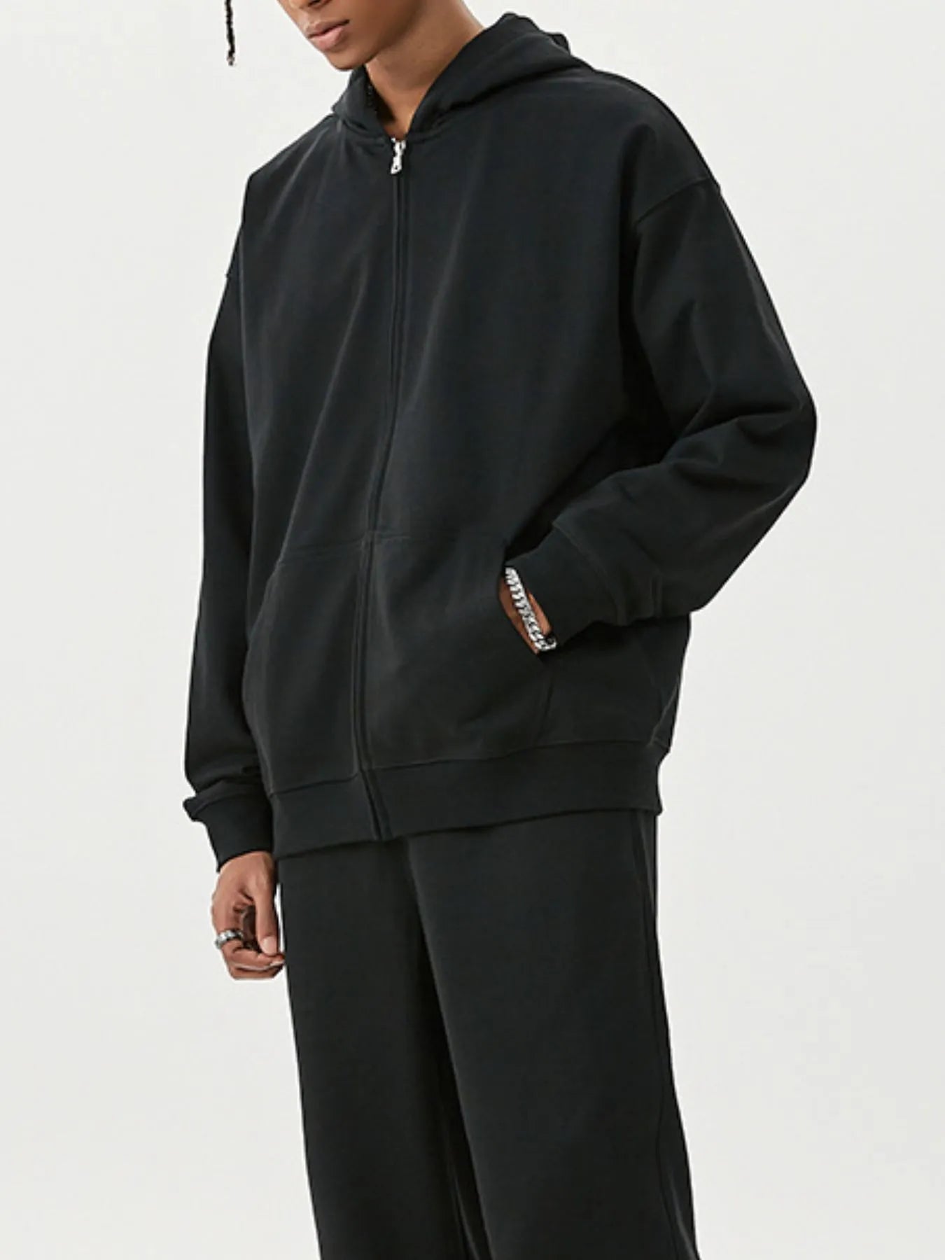 Men's Full Size Zip Up Long Sleeve Hoodie