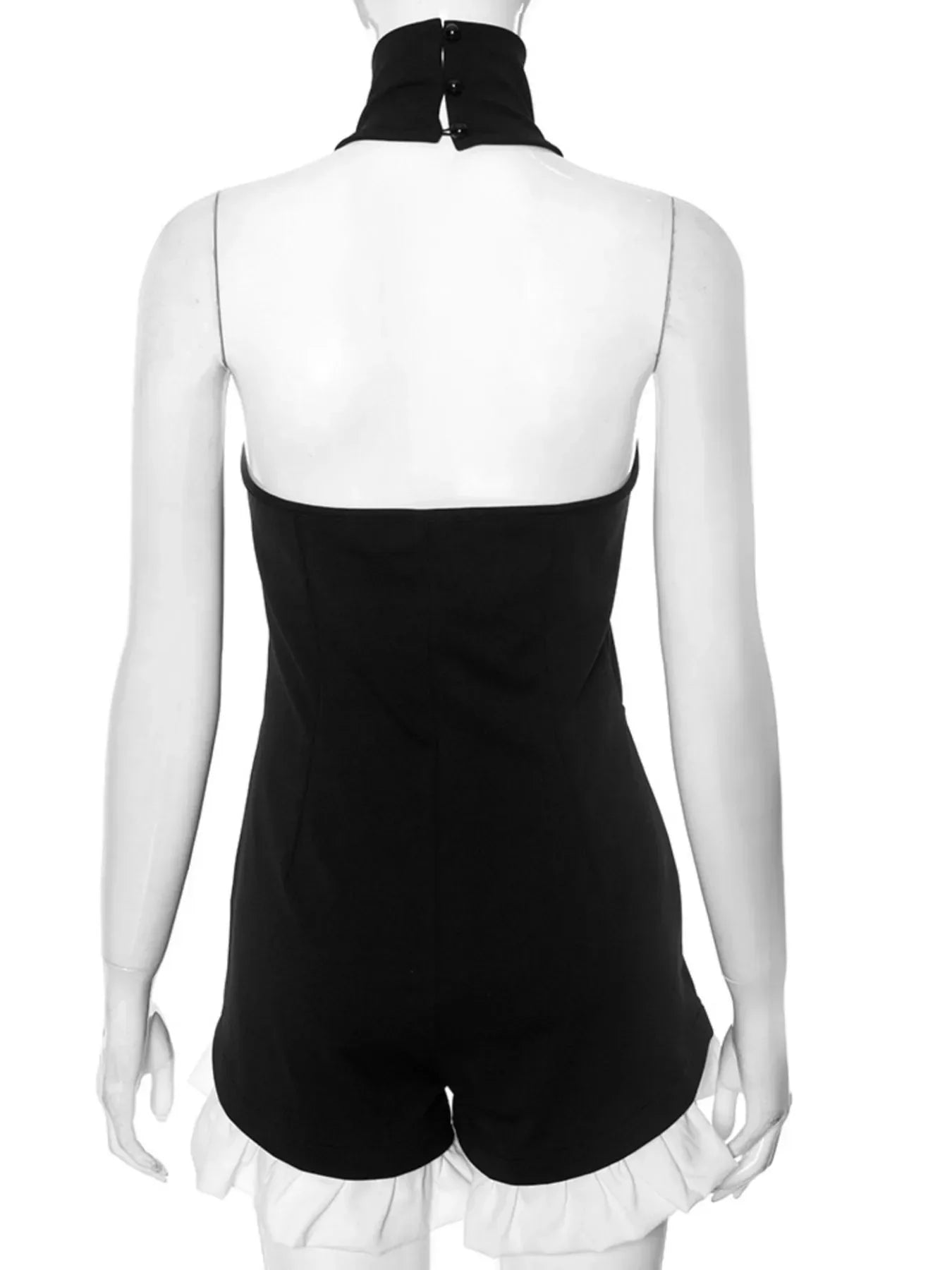 Halter Neck Ruffled Hem Romper