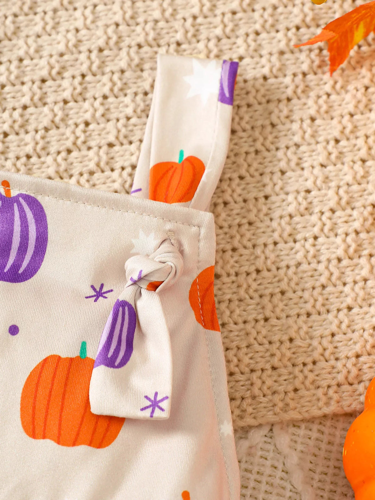 Children's Halloween Pumpkin Print Bell-Bottom Jumpsuit