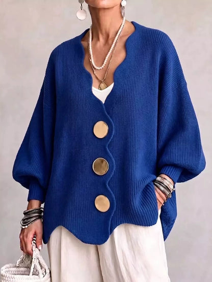 Plus Size Scalloped-Edge Oversized Cardigan