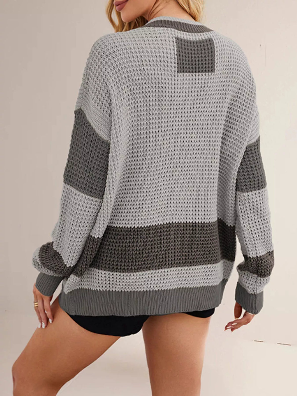 Color Block V-Neck Cardigan