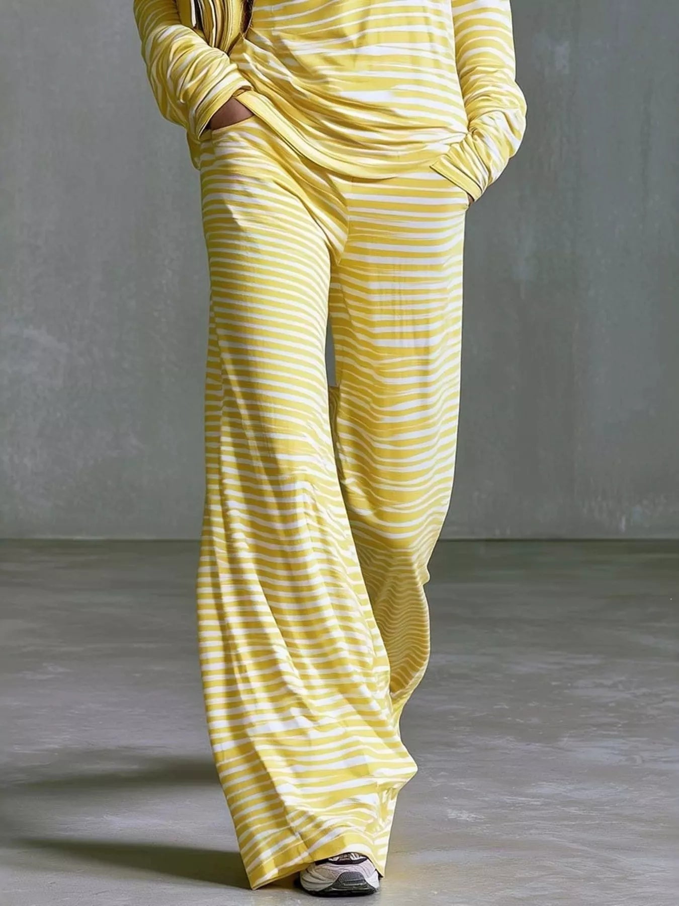 Striped Boat Neck Top and Pants Set