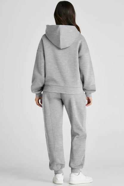Dropped Shoulder Long Sleeve Hoodie and Pants Set