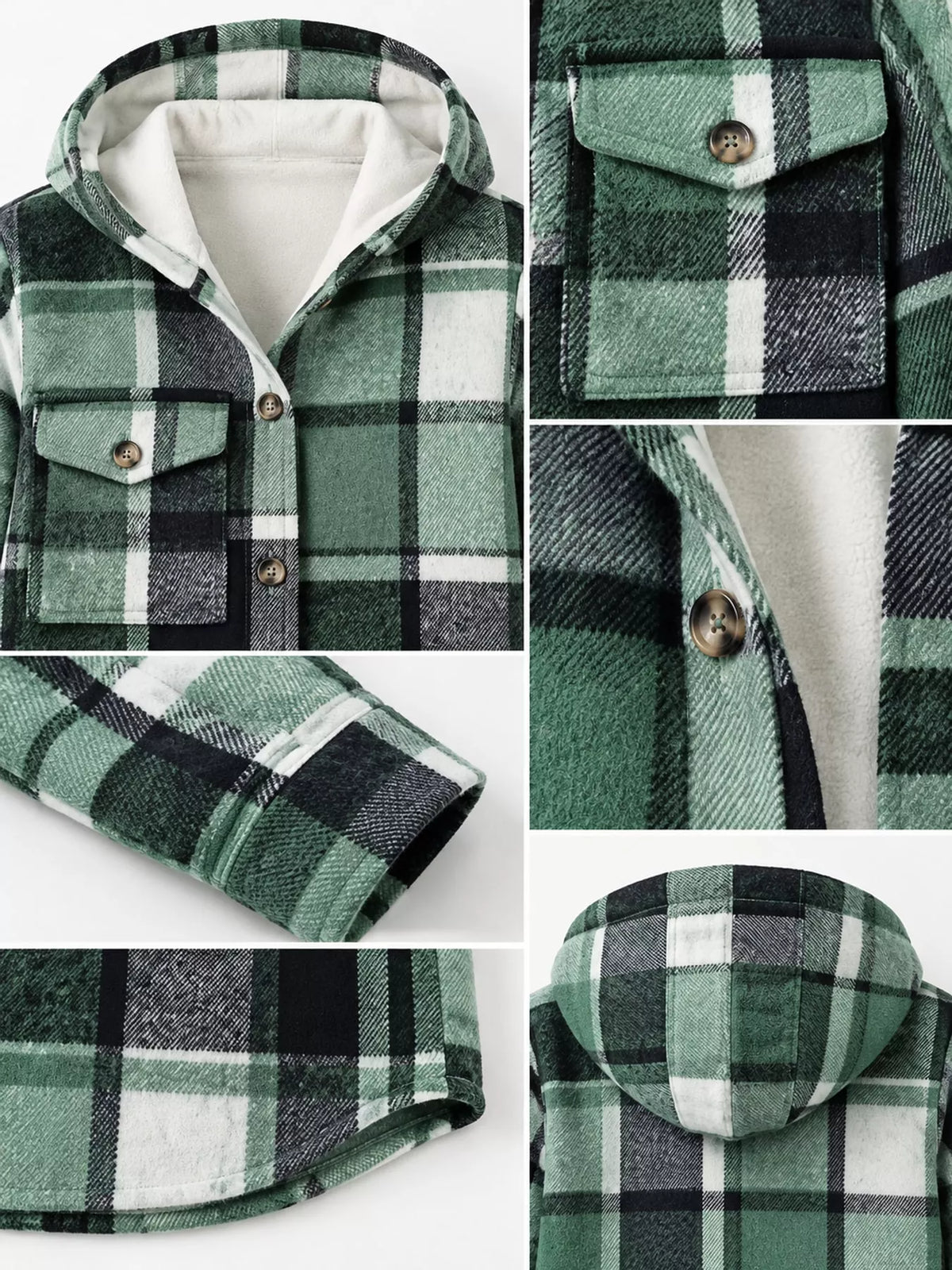 Plus size plaid shacket, view 5