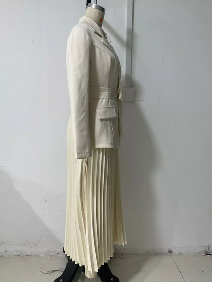 Blazer-style pleated dress, view 9