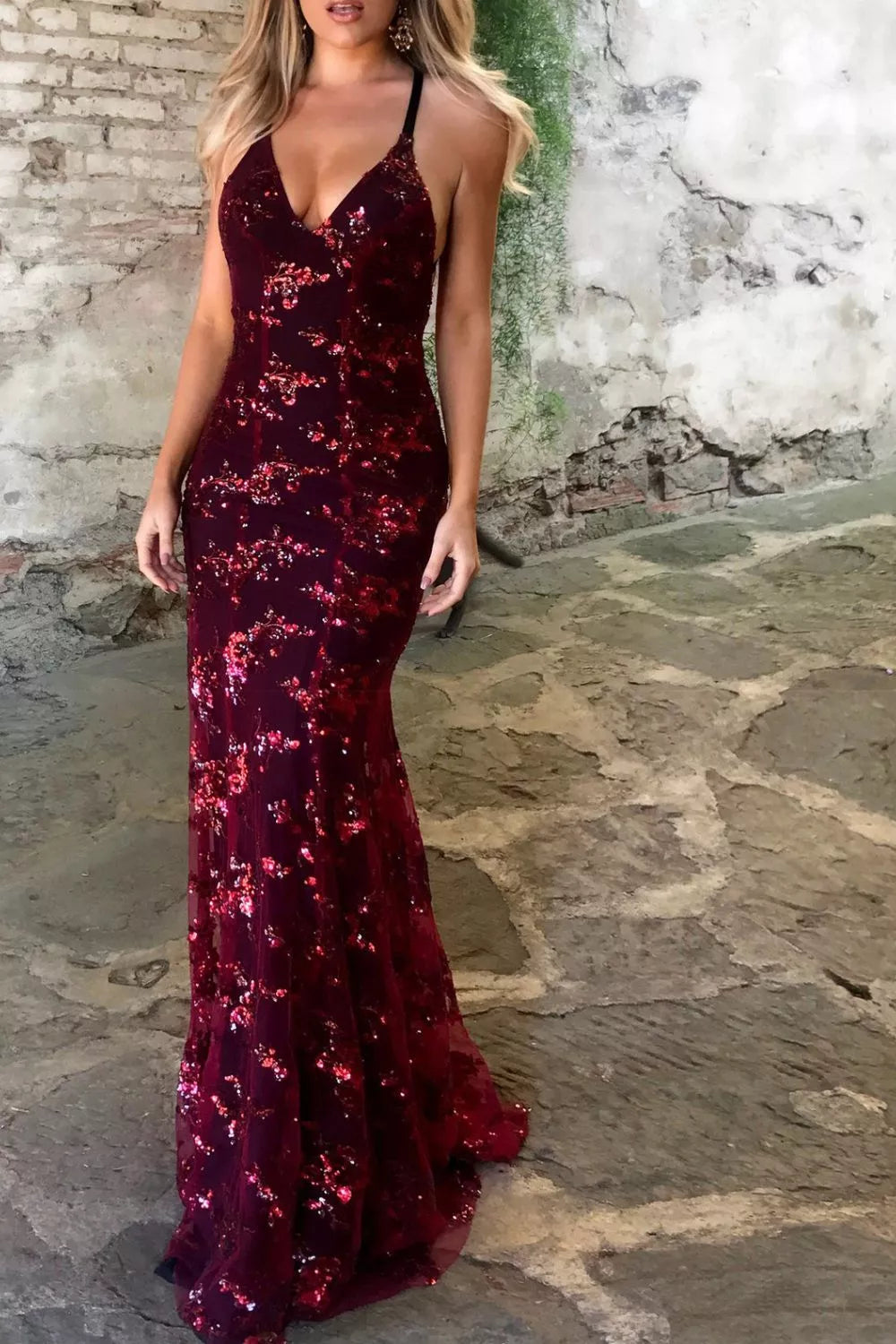 Sequin Tie Back Maxi Dress Plus Size