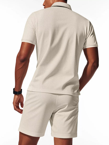 Men's Casual Short Sleeve Polo and Shorts Set