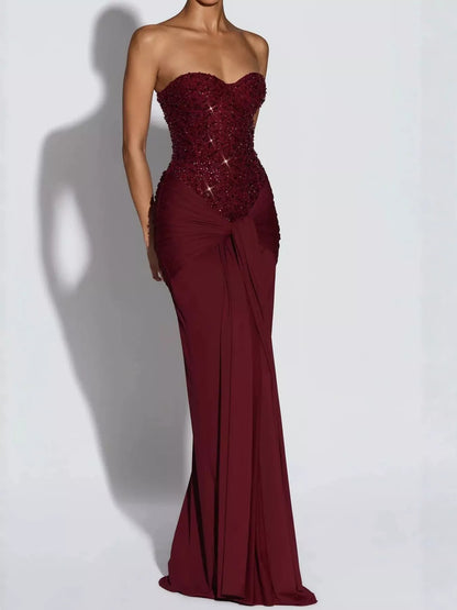 Strapless sequin corset dress, view 17