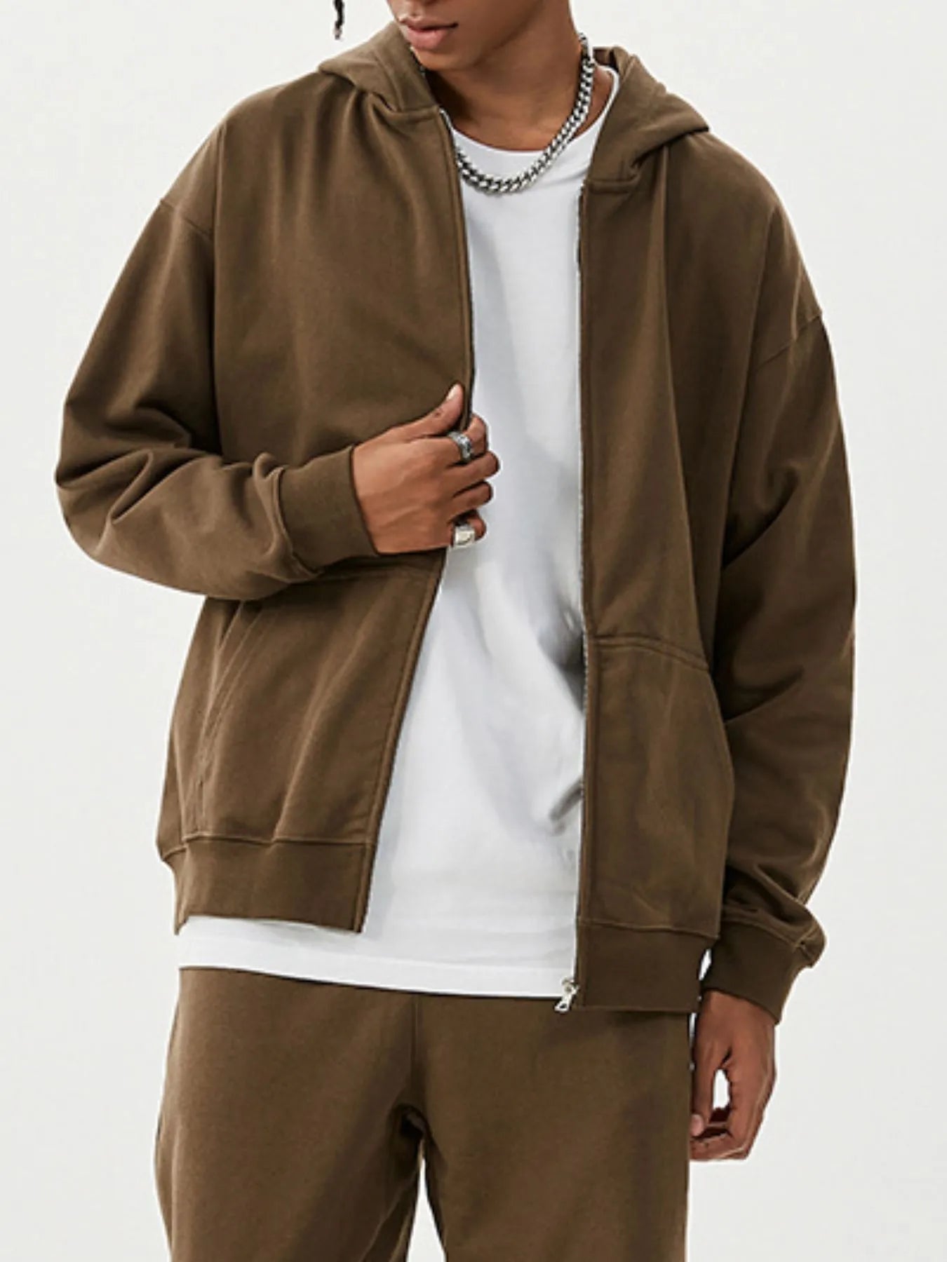 Men's Full Size Zip Up Long Sleeve Hoodie