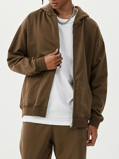 Men's Full Size Zip Up Long Sleeve Hoodie