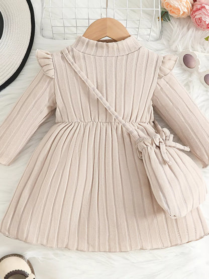 Children's Ruffle Trim Dress with Bag