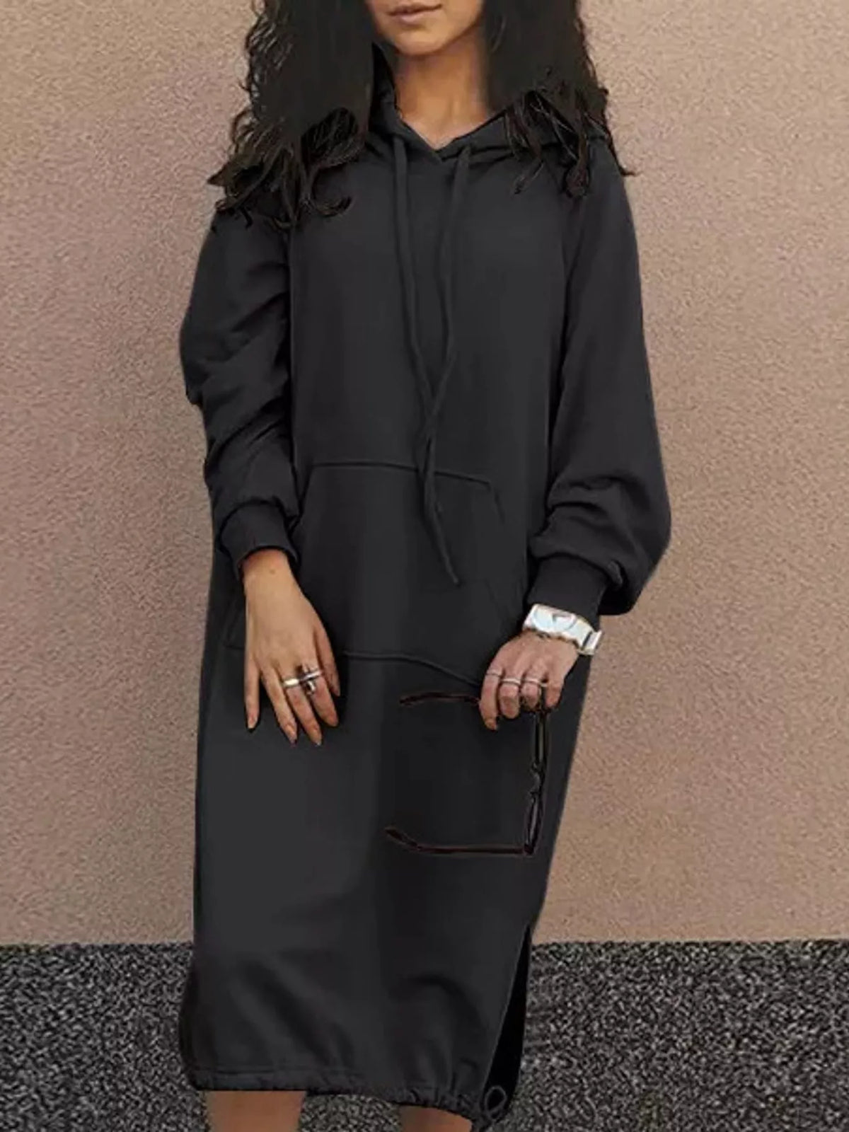 Hooded sweatshirt dress, view 7