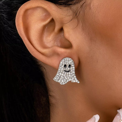 18K Gold-Plated Rhinestone Ghost Earrings
