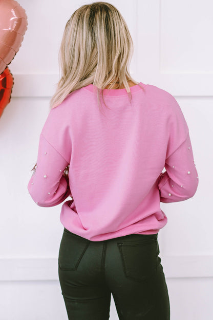 Pearl Detail Ribbed Sweatshirt