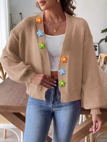 Flower Open Front Cardigan