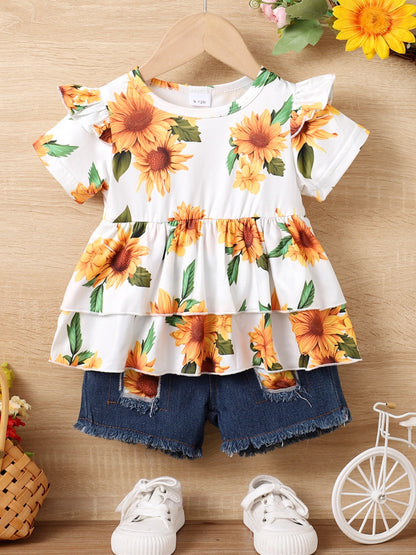 Children's Sunflower Shorts Set