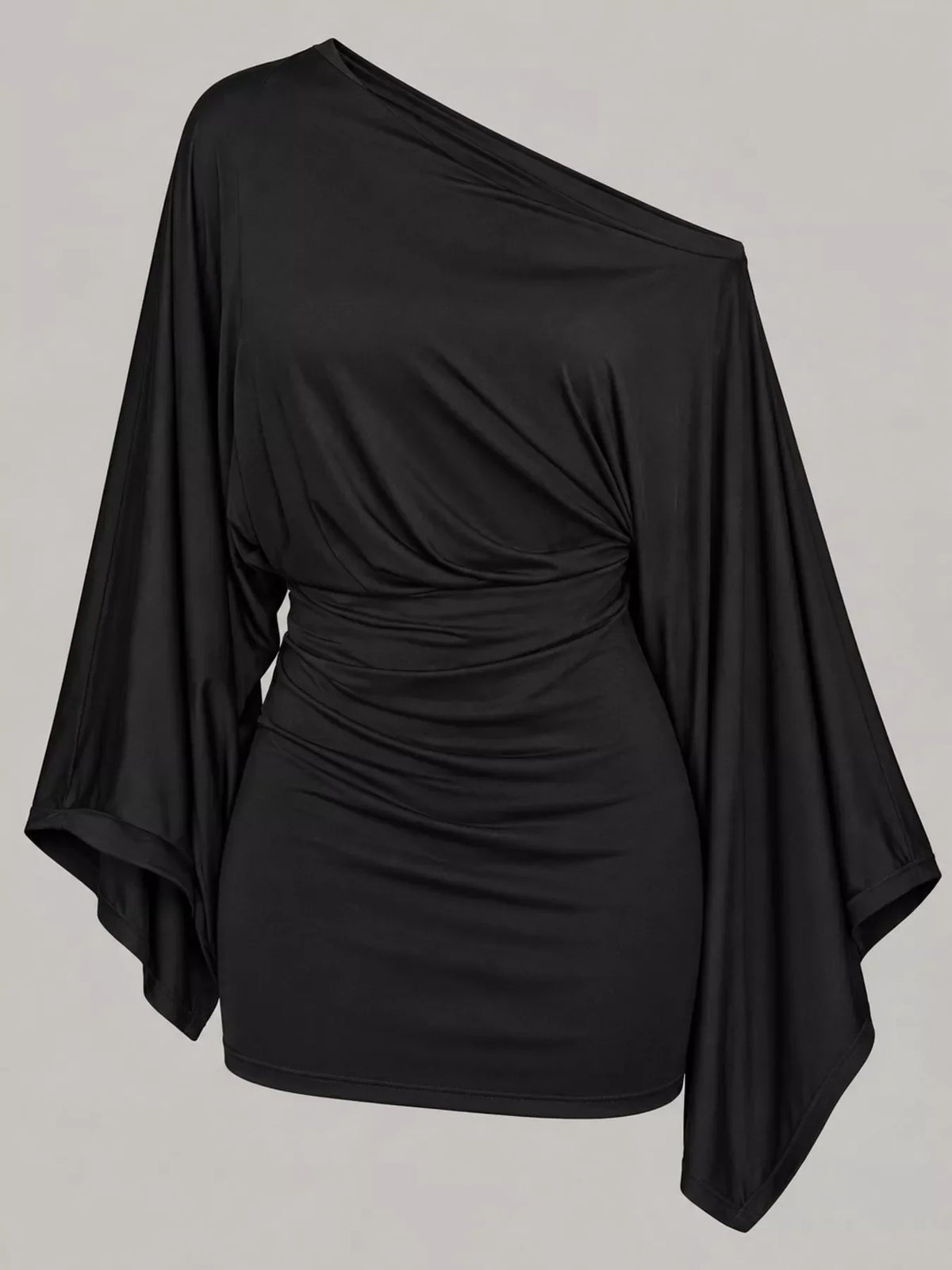 One-shoulder draped mini dress, view 16