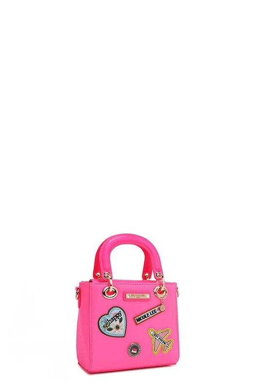 Color Patch Handbag with Top Handle