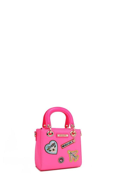 Color Patch Handbag with Top Handle
