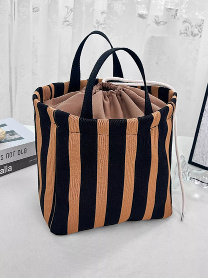 Striped Drawstring Handbag
