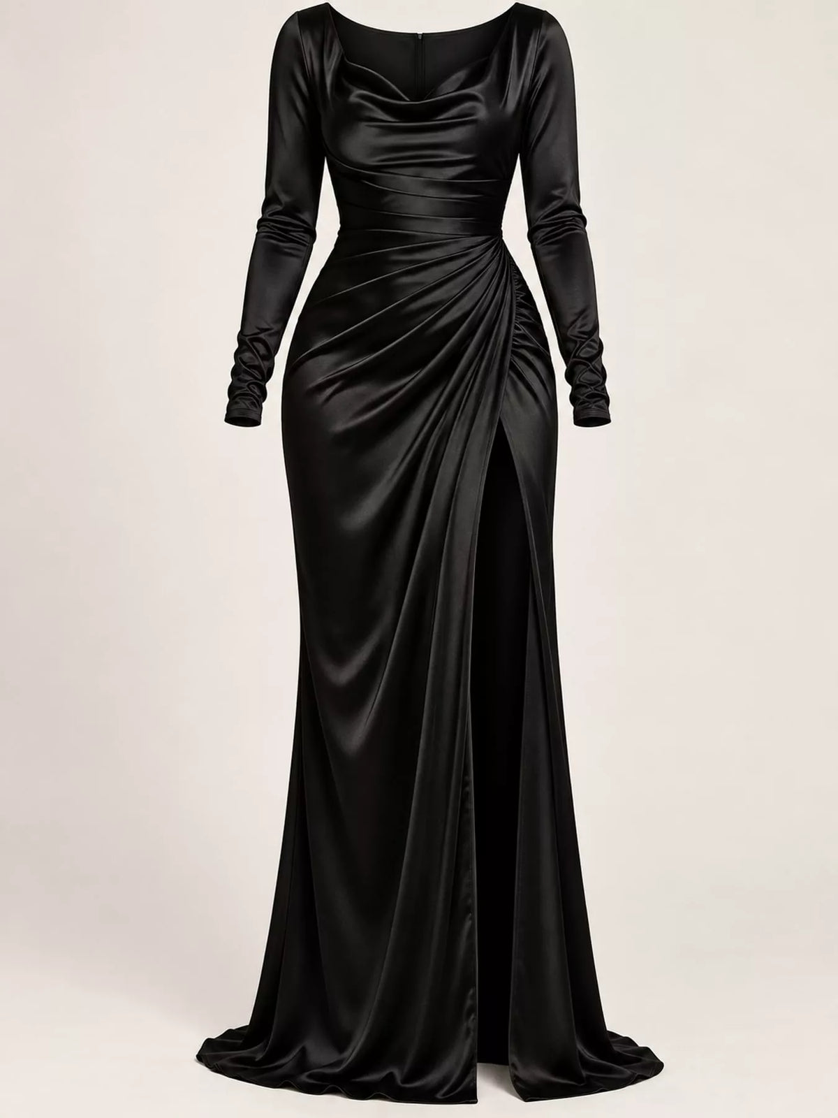 Plus size satin cowl neck dress, view 53