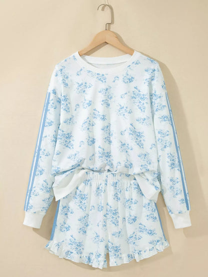 Floral sweatshirt and shorts set, view 5