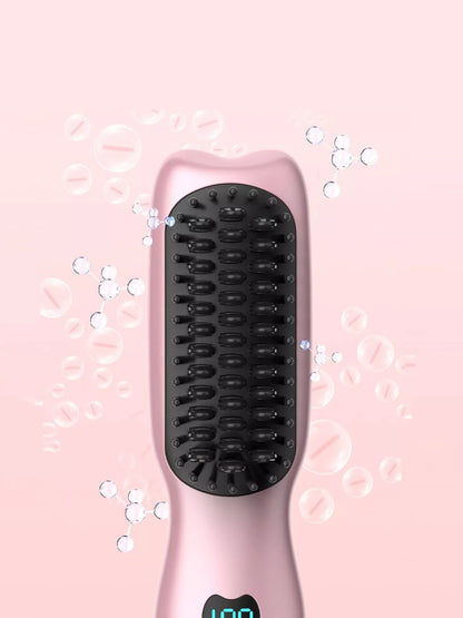 2-in-1 Mini Wireless Ionic Brush Hair Straightening Comb