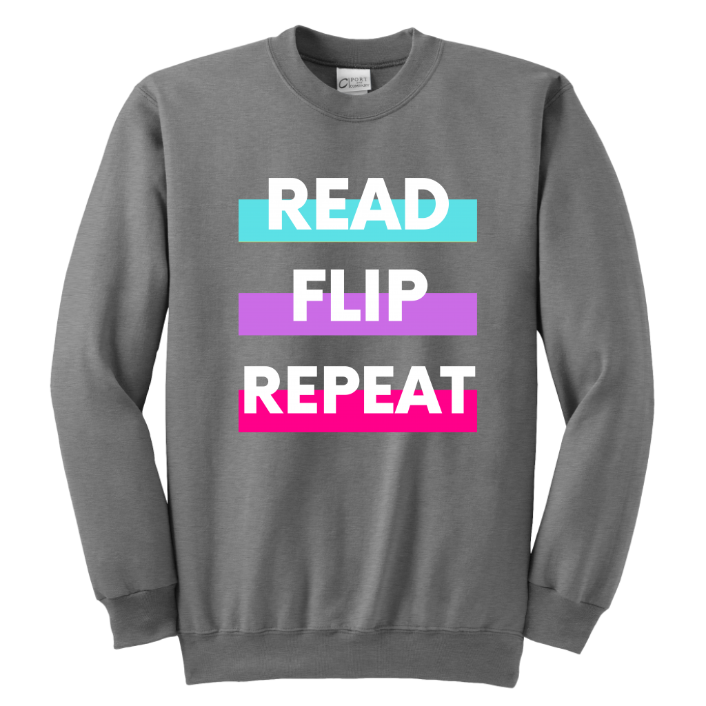 Read Flip Repeat Crewneck Sweatshirt Kids & Youth - MONLANE