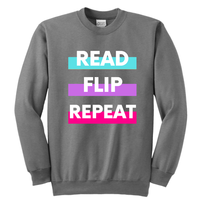 Read Flip Repeat Crewneck Sweatshirt Kids & Youth - MONLANE