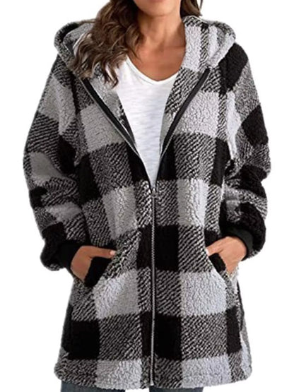 Plaid sherpa hooded jacket, view 13