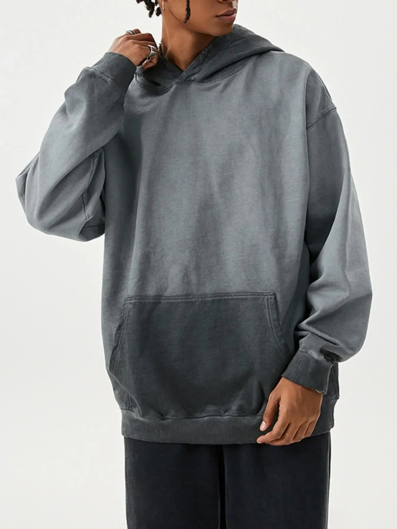 Men's Drop Shoulder Long Sleeve Hoodie