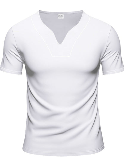 Men's Full Size V-Neck Short Sleeve T-Shirt and Shorts Set Plus Size