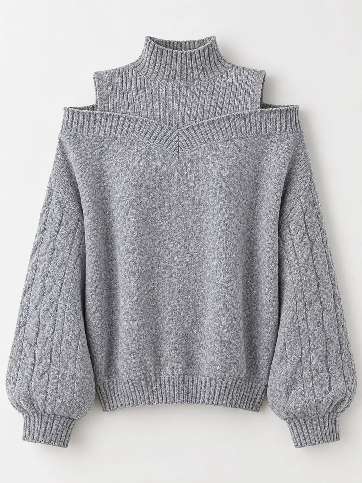 Cold-shoulder cable knit sweater, view 4