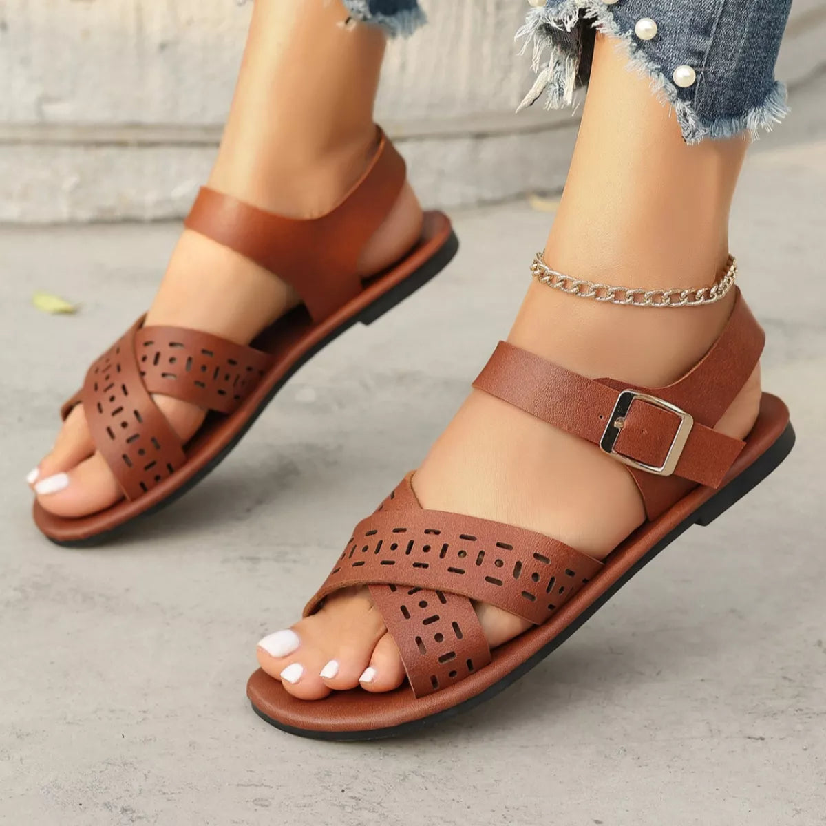 Crisscross Ankle Strap Sandals