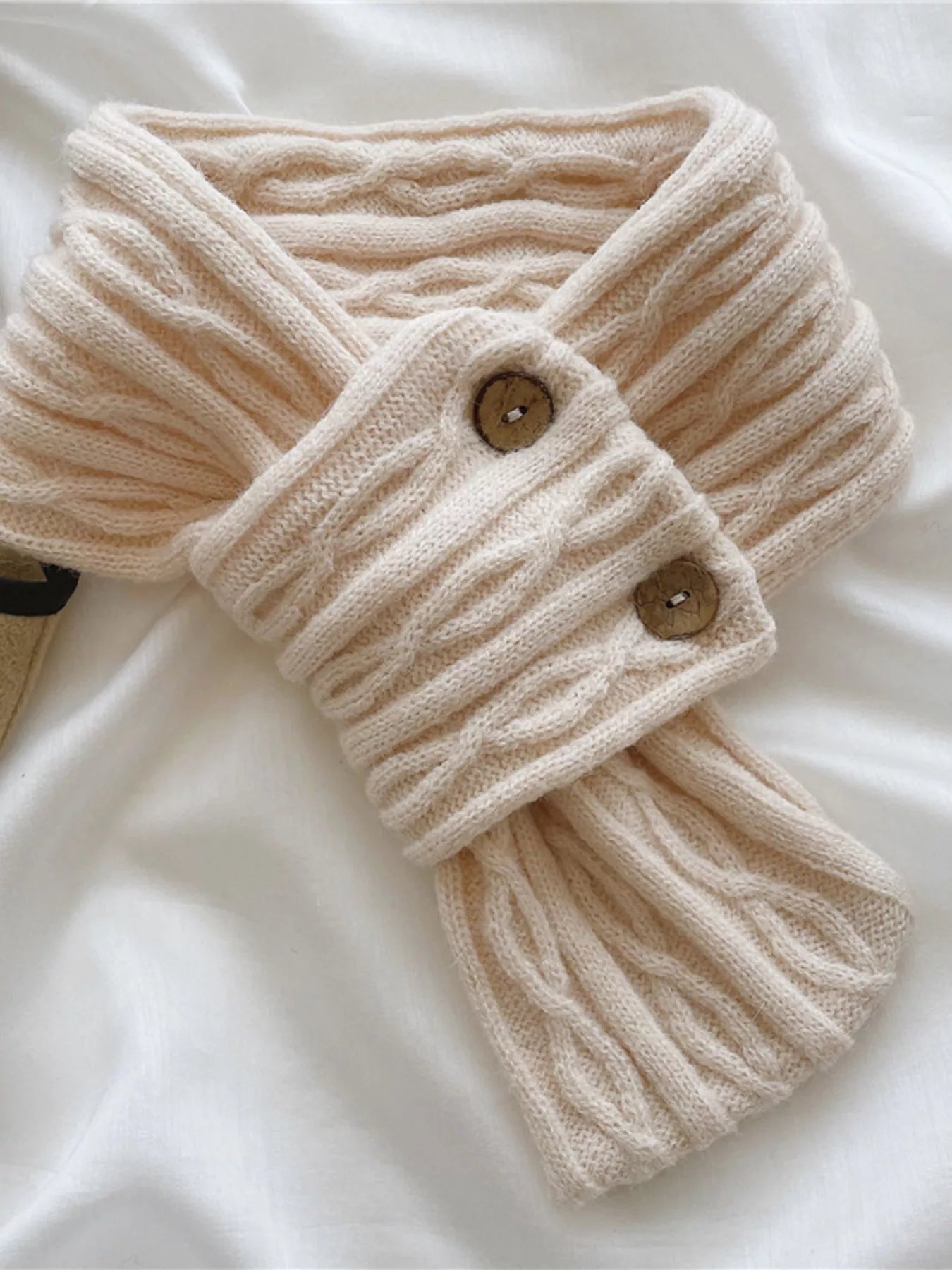 Button-Accent Knitted Winter Scarf