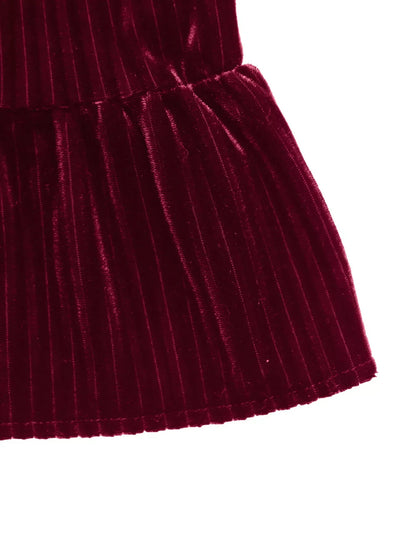 Velvet Tie Front Tiered Mini Dress