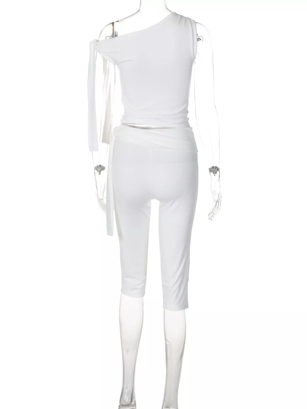 Tied One Shoulder Top and Capris Set