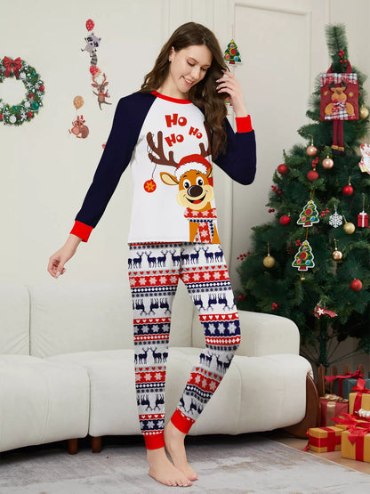 Full Size Christmas Reindeer Print Matching Family Pajama Set Plus Size
