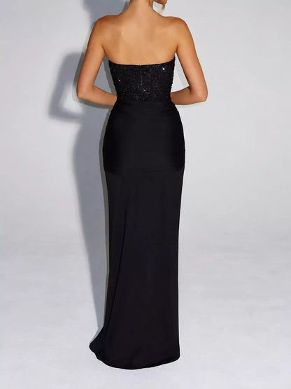 Strapless sequin corset dress, view 28