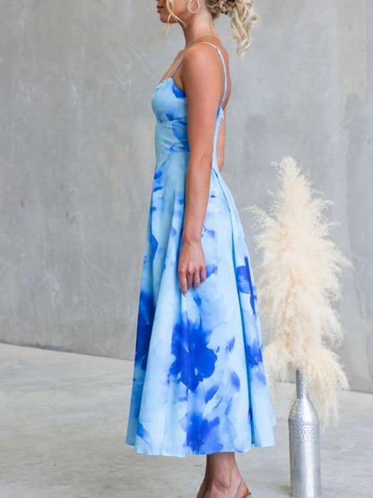 Floral Print Spaghetti Strap Midi Dress