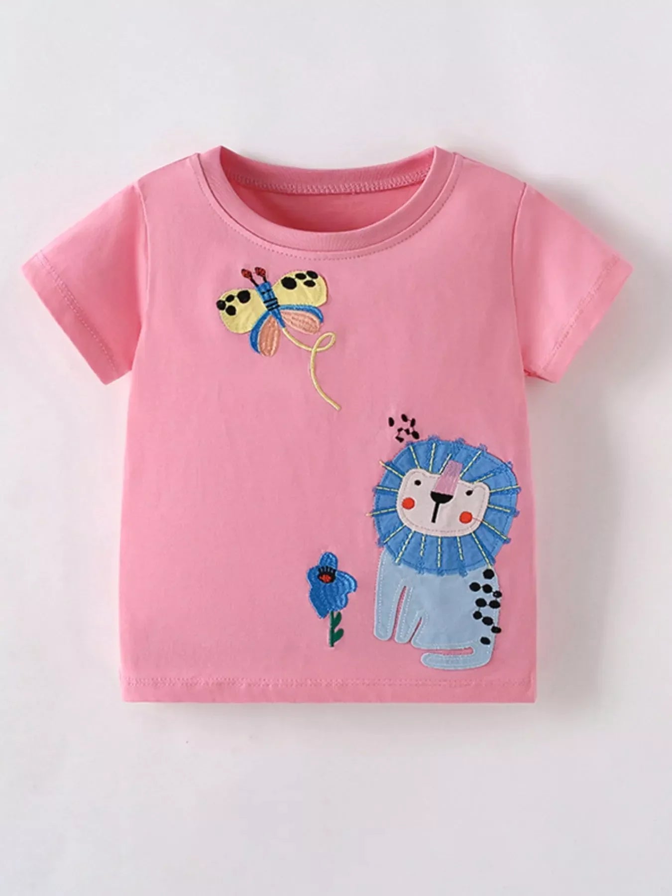 Children's Cute Cartoon Embroidered Short Sleeve T-Shirt