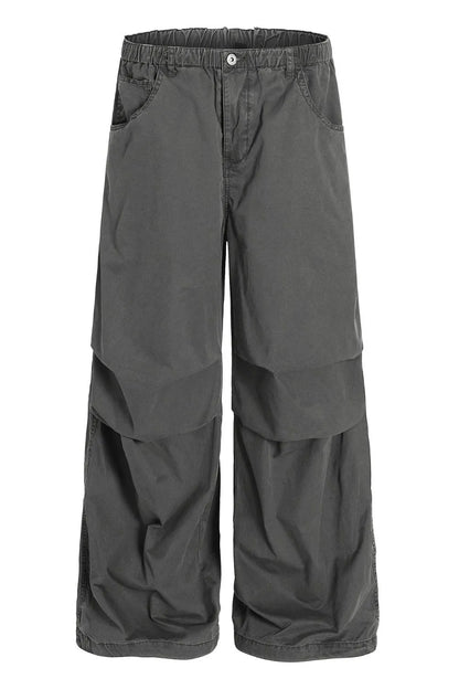 Men's Wide Leg Cargo Pants with Elastic Waistband