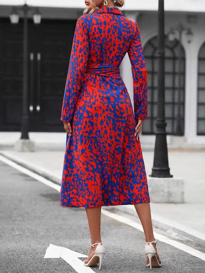 Printed Long Sleeve Shirt Dress