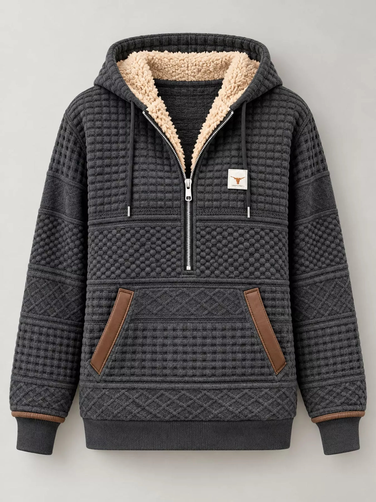 Half-zip textured hoodie, view 4