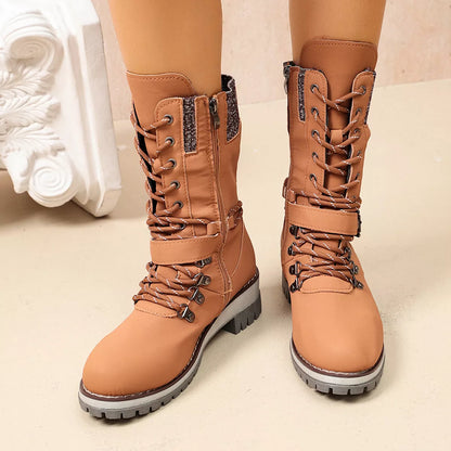 Round Toe Lace Up Boots