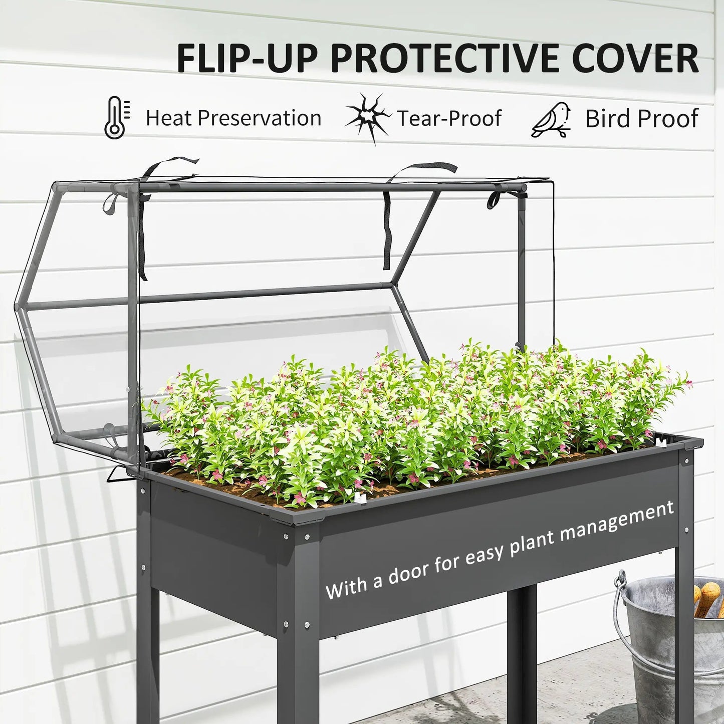Garden Bed with Mini Greenhouse