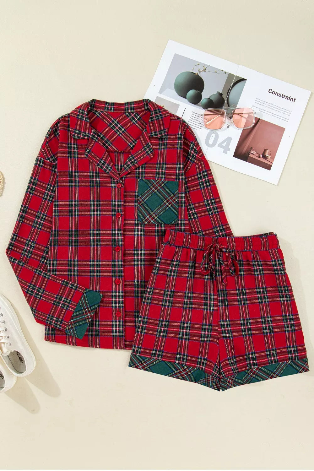 Plaid Christmas 2pcs Pajama Set